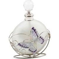 Sophia Glass Round Perfume Bot. Purple But-fly Flowr Crystl