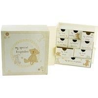 Button Corner Paperwrap Book Baby Keepsake Box With Drawers CG689