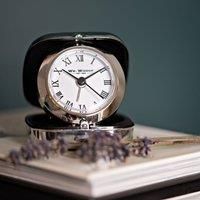 Widdop Metal Case Folding Travel Alarm Clock Desk Roman Numerals Time Portable