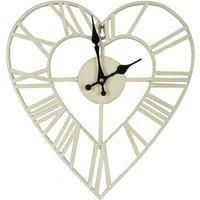 35cm Shabby Chic Antique Style Metal Heart Shape Wall Clock