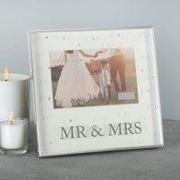 Amore Silver Plated Mr & Mrs 6 x 4 Box Photo Frame With Crystals WG64664