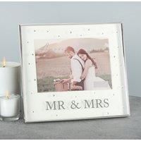 Amore Silver Plated Mr & Mrs 7 x 5 Box Photo Frame With Crystals WG64675