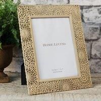 Widdop Moroccan Collection Gold Painted Metal Photo Frame 5' x 7'