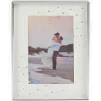 Amore Silver Plated Box Photo Frame with Crystals 4" x 6"