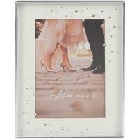 Amore Silver Plated Box Photo Frame with Crystals Detail 5" x 7"
