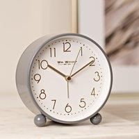 WILLIAM WIDDOP£ Grey Metal Alarm Clock with Gold Dial