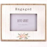 Love Story Wooden Photo Frame - Engaged