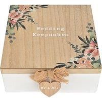 Floral Mr & Mrs Wooden Wedding Keepsake Box Gift
