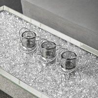 Hestia Silver Luxe Triple Smoke Glass Tealight Holder