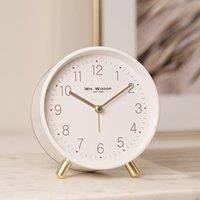 Wm. Widdop Alarm Clock Metal Feet Light & Snooze - White