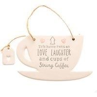 Love Life Teacup Hanging Plaque - Coffee