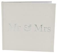 Wedding Photo Album - Grey 4"x6" Silver Wording - Mr & Mrs