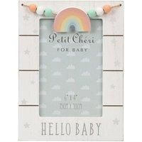 Wooden Photo Frame 6' x 4' with Rainbow / Beads - Hello Baby