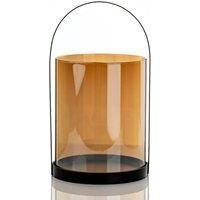 Widdop Amber Coloured Glass Lantern Hurricane Indoor Home Décor 28cm