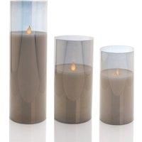 Set of 3 Grey LED Candles