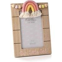 Baby Photo Frame 4"x6" With Macrame Rainbow & Beads - Our Little Girl