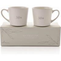 Amore Set of 2 Stoneware White Mugs - Mrs & Mrs