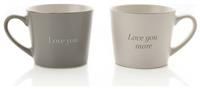 Grey / White Anniversary Mug Set - Love You Love You More