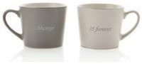 Amore Set Of 2 Grey & White Stoneware Mugs - Always & Forever