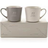 Grey/White Anniversary Mug Set - 10 Wonderful Years