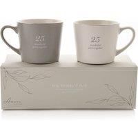 Set of 2 Grey & White Mugs - 25th Anniversary