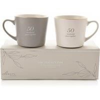 Set of 2 Grey & White Mugs - 50th Anniversary