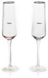 Amore  Glasses Set of 2 Ribbed Champagne Flutes Always & Forever Gift
