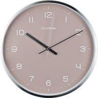 Hometime Round Metal Wall Clock 12" - Silver with Blush Dial