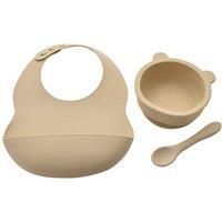 Bambino Silicone Feeding Set£Include Adjustable Bib,Character Bowl & Spoon