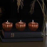 Hocus Pocus Halloween Orange Pumpkin Set of 3 Glass Tealights