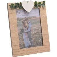 Love Story Rustic Frame with Heart and Leaves - 5 x 7