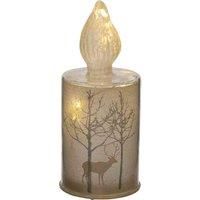 Silver Forest Scene Small LED Glass Candle Light