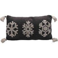 The Seasonal Gift Co. Snowflake Cushion With Tassels, Grey