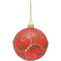 Hand Decorated Red Bauble Mistletoe Design