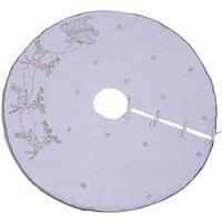 White Reindeer Hand Embellished Christmas Tree Skirt