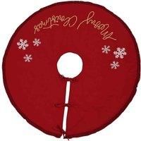Hand Embellished Merry Christmas Red Christmas Tree Skirt