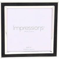 Impressions Silver Plated Picture Frame with Black Epoxy   4  x 4