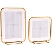 Impressions Antique Gold Set of 2 Rectangular & Square Photo Frames with Rounded Edge - 4" x 4" & 4" x 6"