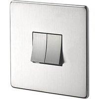 Crabtree Platinum 10AX 2-Gang 2-Way Light Switch Satin Chrome (99719)