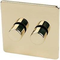 Crabtree Platinum 2-Gang 2-Way Dimmer Switch Polished Brass (84762)
