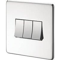 Crabtree Platinum 10AX 3-Gang 2-Way Light Switch Polished Chrome (76873)