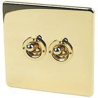 Crabtree Platinum 10AX 2-Gang 2-Way Toggle Switch Polished Brass (80680)