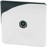 Crabtree Platinum 1-Gang Female Coaxial TV Socket Polished Chrome with Black Inserts (95436)