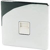 Crabtree 1- Gang Telephone Slave Wht Ins Polished Chrome X2