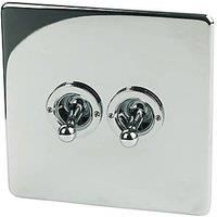 Crabtree Platinum 10AX 2-Gang 2-Way Toggle Switch Polished Chrome (42421)