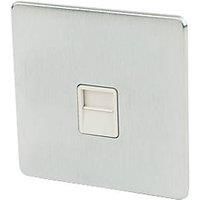Crabtree Platinum Slave 1G BT Telephone Socket Stainless Steel SF7783/SC/WH