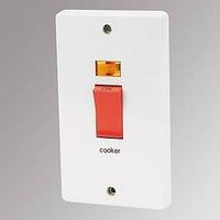 Crabtree Capital 50A 2-Gang DP Cooker Switch White with Neon (99780)