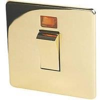 Crabtree Platinum 45A 1-Gang DP Cooker Switch Polished Brass with Neon (9703H)