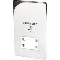 Crabtree Platinum 2-Gang Dual Voltage Shaver Socket 115 / 230V Polished Chrome with White Inserts (9776H)