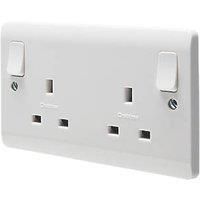 Crabtree Instinct 13A 2-Gang DP Switched Socket White (457HV)